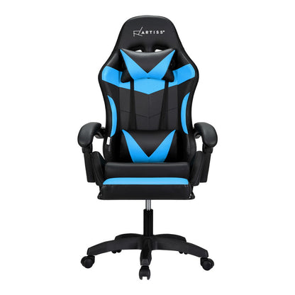NNEDSZ 6 Point Massage Gaming Office Chair 7 LED Footrest Cyan Blue-2