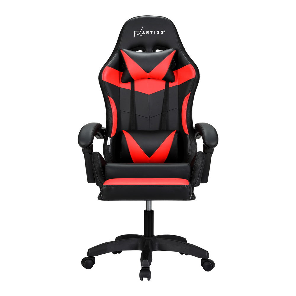 NNEDSZ 6 Point Massage Gaming Office Chair 7 LED Footrest Red-2