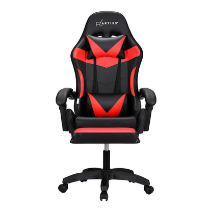 NNEDSZ 6 Point Massage Gaming Office Chair 7 LED Footrest Red-2