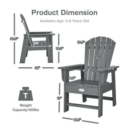 Patio Kids' Adirondack Chair with Ergonomic Backrest-Green