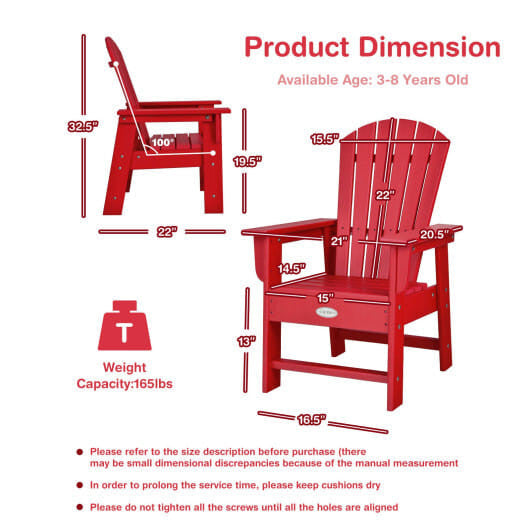 Patio Kids' Adirondack Chair with Ergonomic Backrest-Green