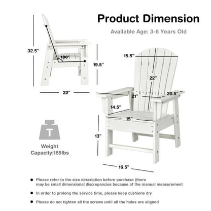 Patio Kids' Adirondack Chair with Ergonomic Backrest-Green