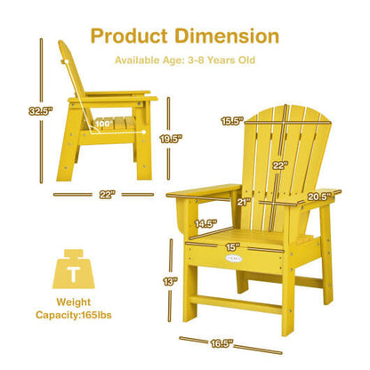 Patio Kids' Adirondack Chair with Ergonomic Backrest-Green