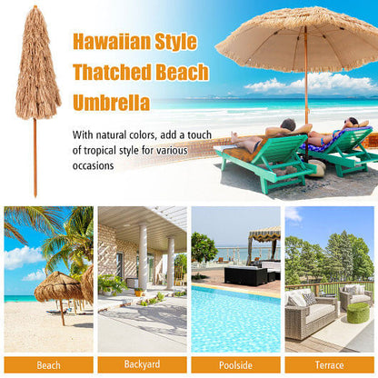 8 Feet Patio Thatched Tiki Umbrella Hawaiian Hula Beach Umbrella-1