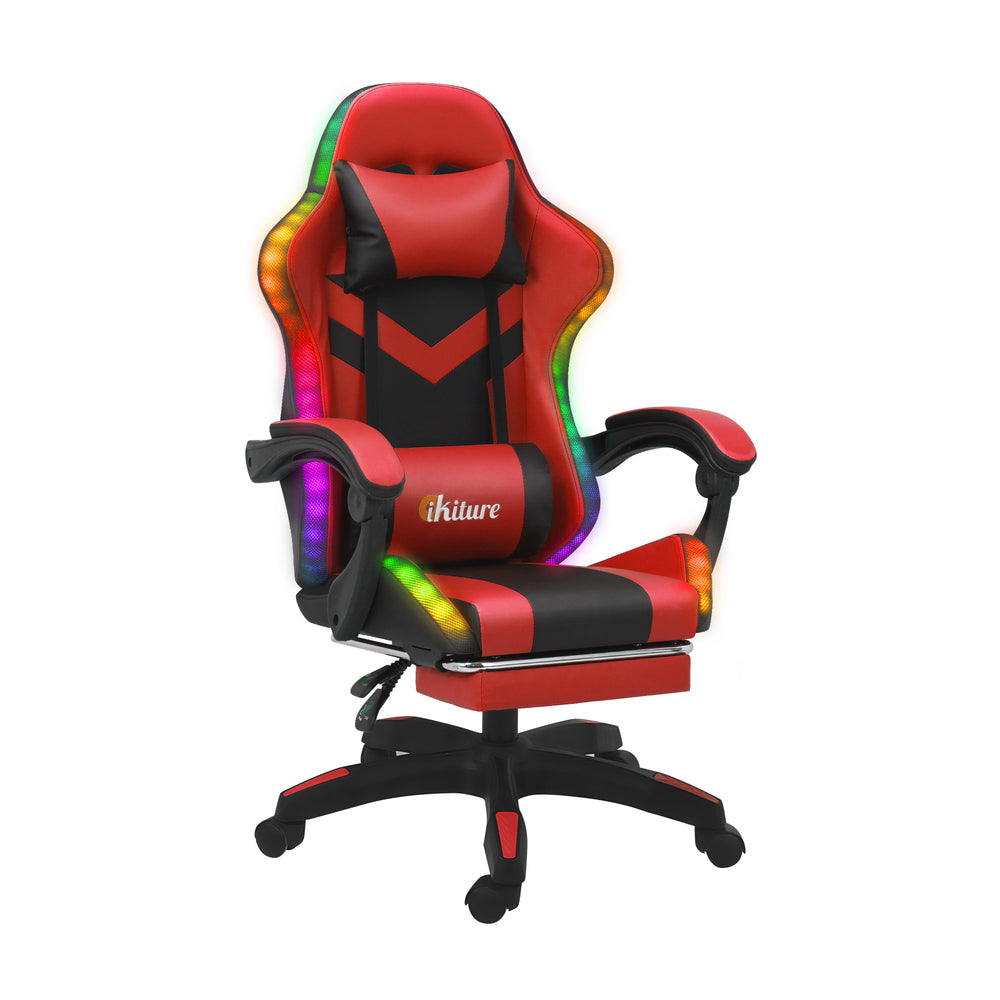 NNEED Racing Gaming Chair 7 RGB LED 8 Points Massage Black&Red-0