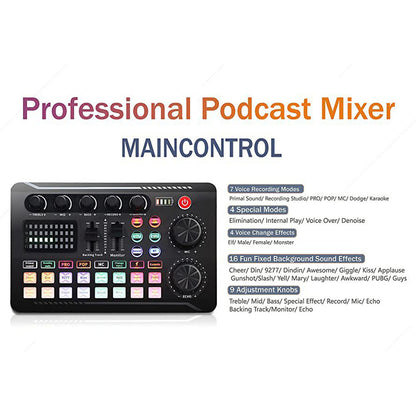 F998 Bluetooth-compatible Sound  Card  Mixer  Kit Studio Recording Phone Computer Live Audio Mixer Pc Voice Mixing Console Amplifier F998 black