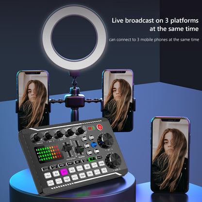 F998 Bluetooth-compatible Sound  Card  Mixer  Kit Studio Recording Phone Computer Live Audio Mixer Pc Voice Mixing Console Amplifier F998 black