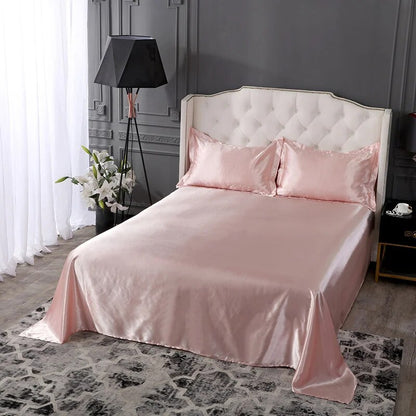 High-End Satin Rayon Bed Sheet Set Luxury Home Queen Size Bed Sheets Set Soft Smooth Bedsheets Satins Bedsheet and Pillowcase