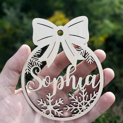 Personalized Different Names Christmas Snowflake Ball Custom Christmas Wooden Bauble With Name Xmas Gift Decorations for Home