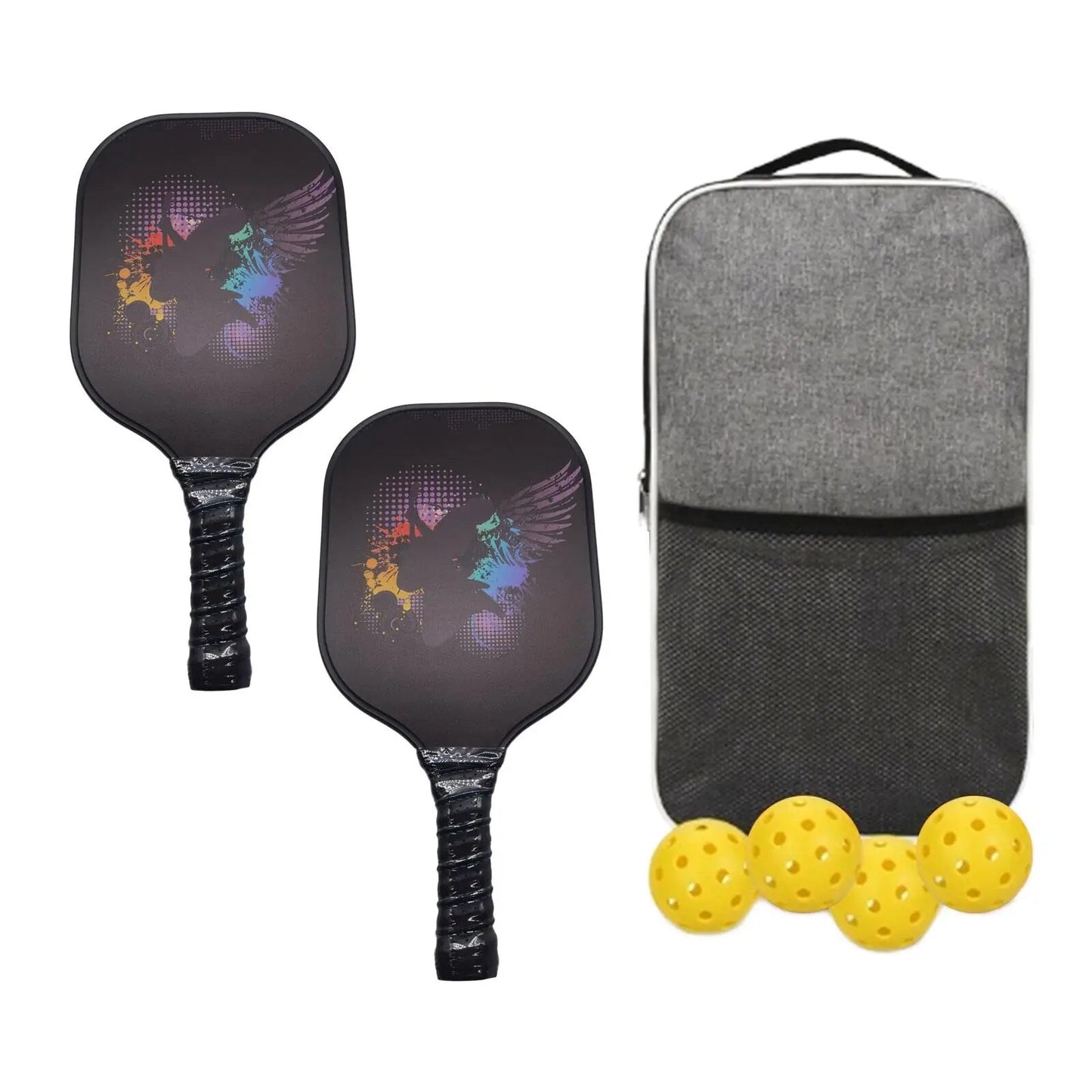 Pickleball Paddles with 2 Rackets 4 Balls, and Storage Bag Fiberglass Rackets Pickle Ball Paddle for Outdoor