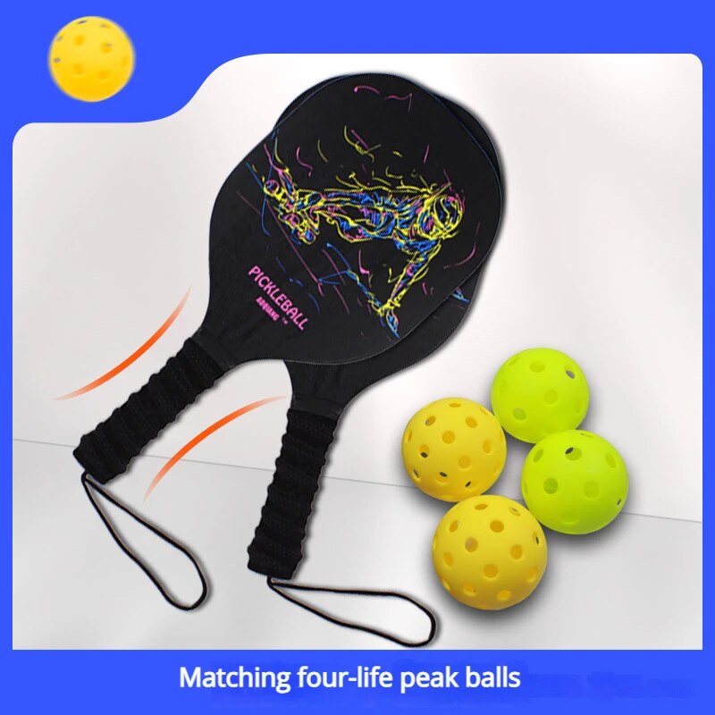 Pickleball Paddles Set of 2, Wooden Pickleball Rackets Set Pickleballs Paddles with Net Bag & Pickle Balls Gifts for Beginners