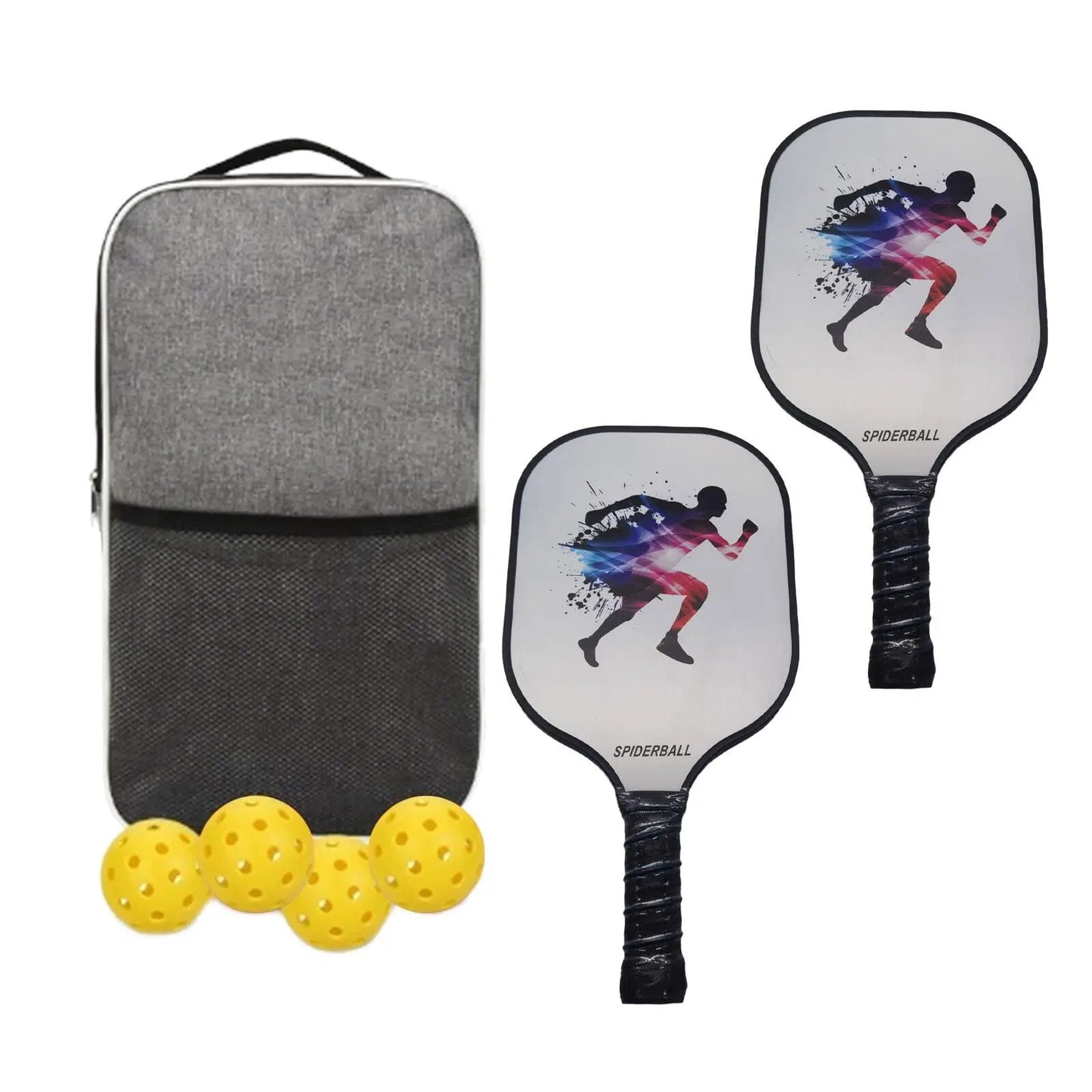 Pickleball Paddles with 2 Rackets 4 Balls, and Storage Bag Fiberglass Rackets Pickle Ball Paddle for Outdoor