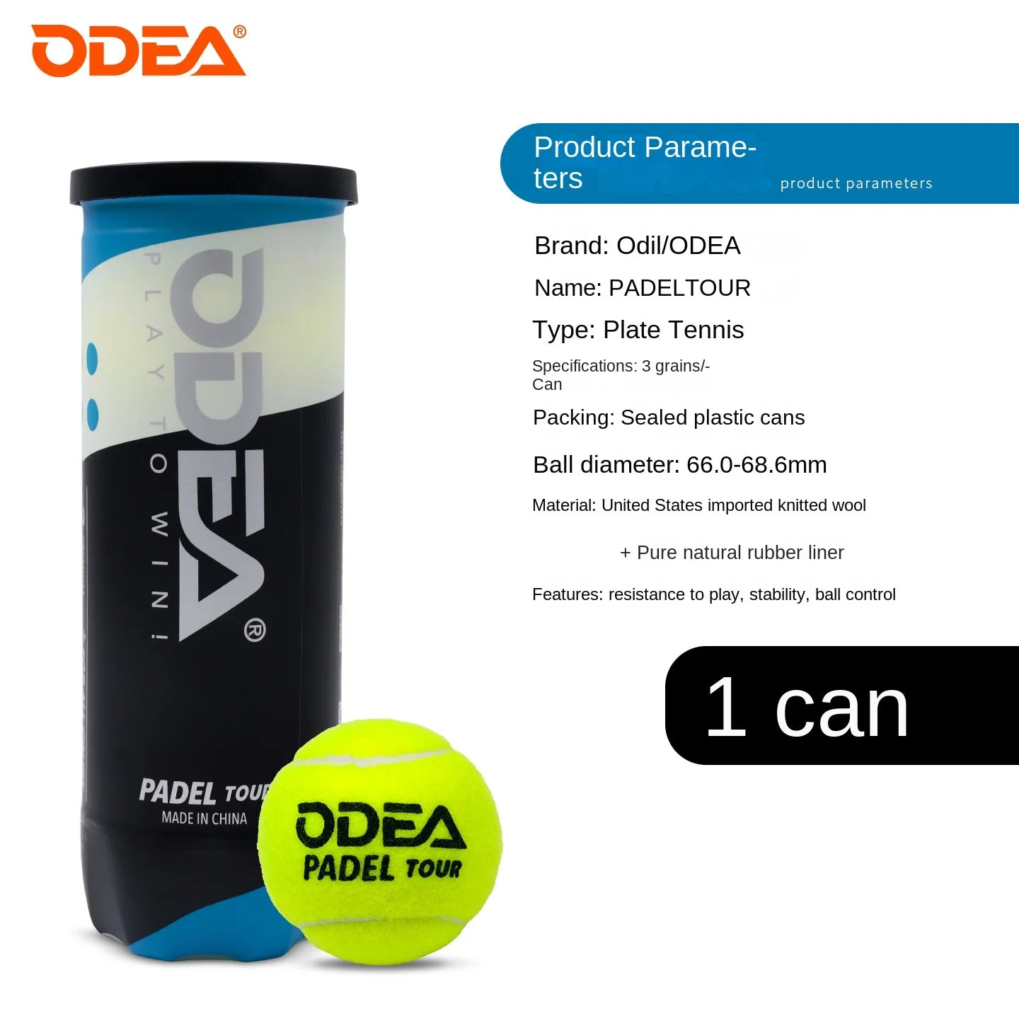 Odea Profession Tennis Padel Balls Match Ball PADEL BALL Cage Tennis High Elasticity Durable Training Ball