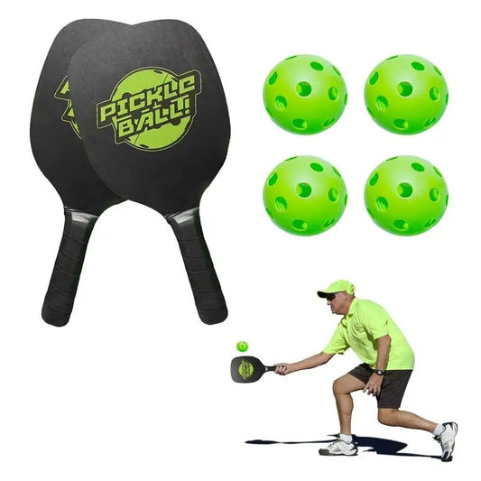 Pickleball Racquet Set Lightweight Wooden Pickle Ball Paddles Set Racquet Sports Accessories With Anti Slip Grip Quiet