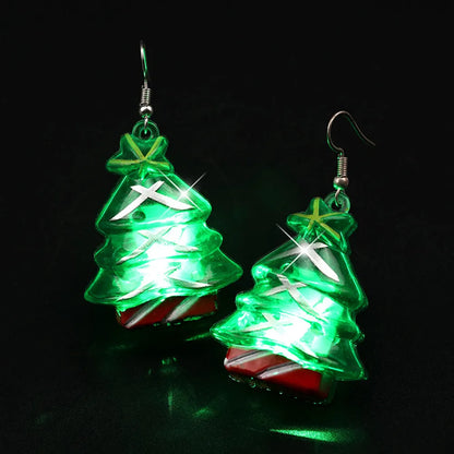 LED Light Tassel Christmas Earrings For Women Korean Fashion Shiny Snowman Santa Claus Snowflake Dangle Earrings Jewelry Gifts