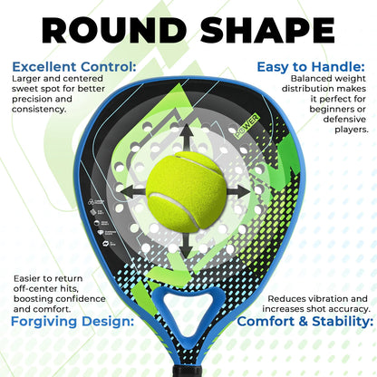 Padel Racket Carbon Fiber Diamond Shape EVA Core Power Control Padel Tennis Racquet for Advanced Players