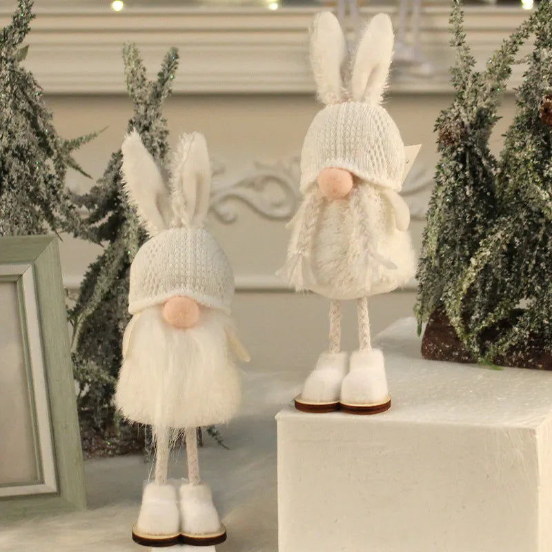 Christmas Angel Girl Holiday Gift Cute Rabbit Ear Standing Faceless Doll Decoration Ornament Merry Christma Decor For Home 2023