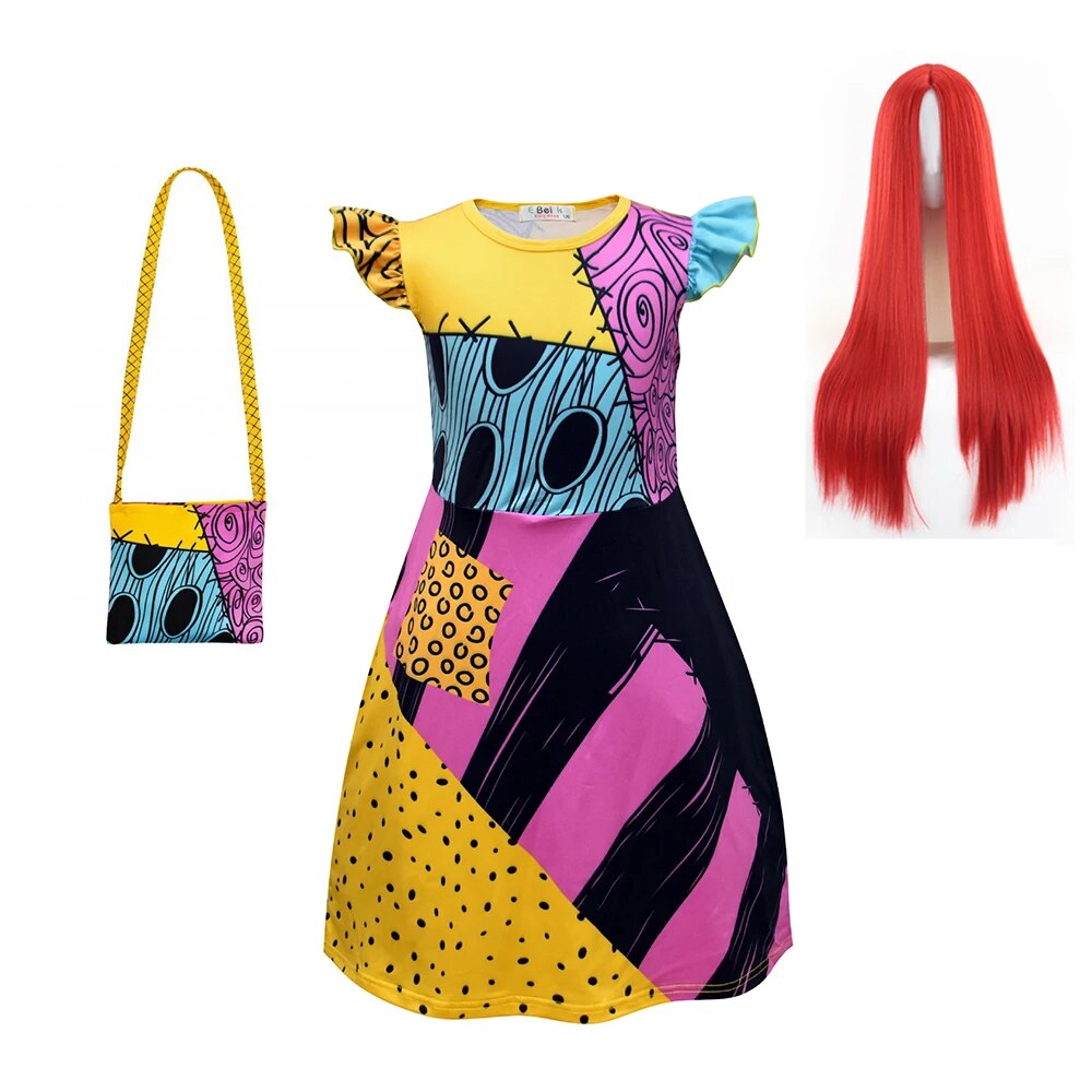 Halloween The Nightmare Before Christmas Costume For Kids Girl Cosplay Anime Sally Dress Fancy Disguise Carnival Party Vestidos