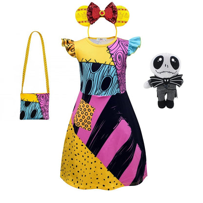 Halloween The Nightmare Before Christmas Costume For Kids Girl Cosplay Anime Sally Dress Fancy Disguise Carnival Party Vestidos