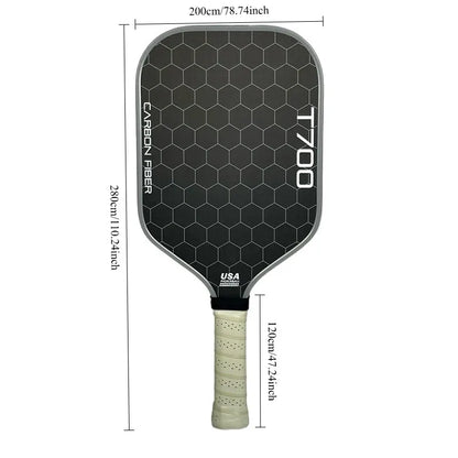 Pickleball Paddle Carbon Fiber T700 Polymer Honeycomb Core Carbon Friction Surface Enhanced Power, Rotation and Control 16mm