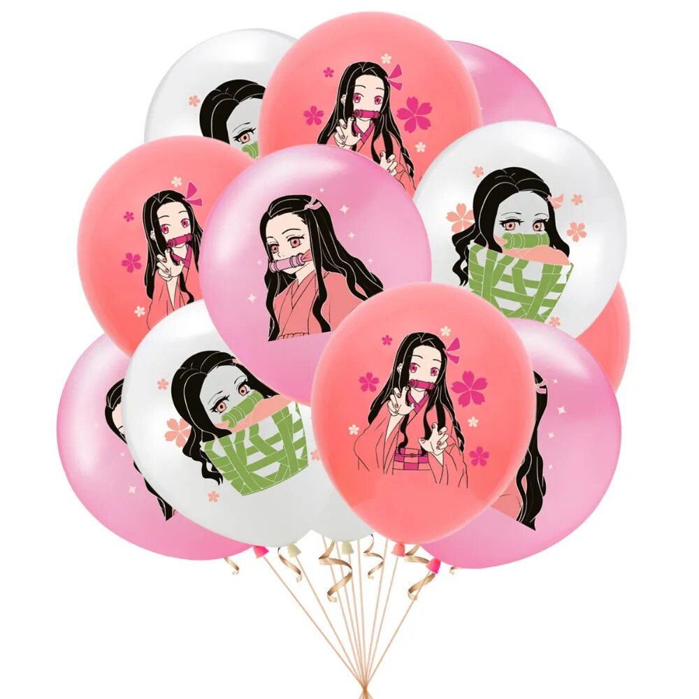 Birthday Party Supplies Baby Shower Anime Demon Slayer Kamado Nezuko Carnival Pink Balloons Birthday Party Decoration Accessory