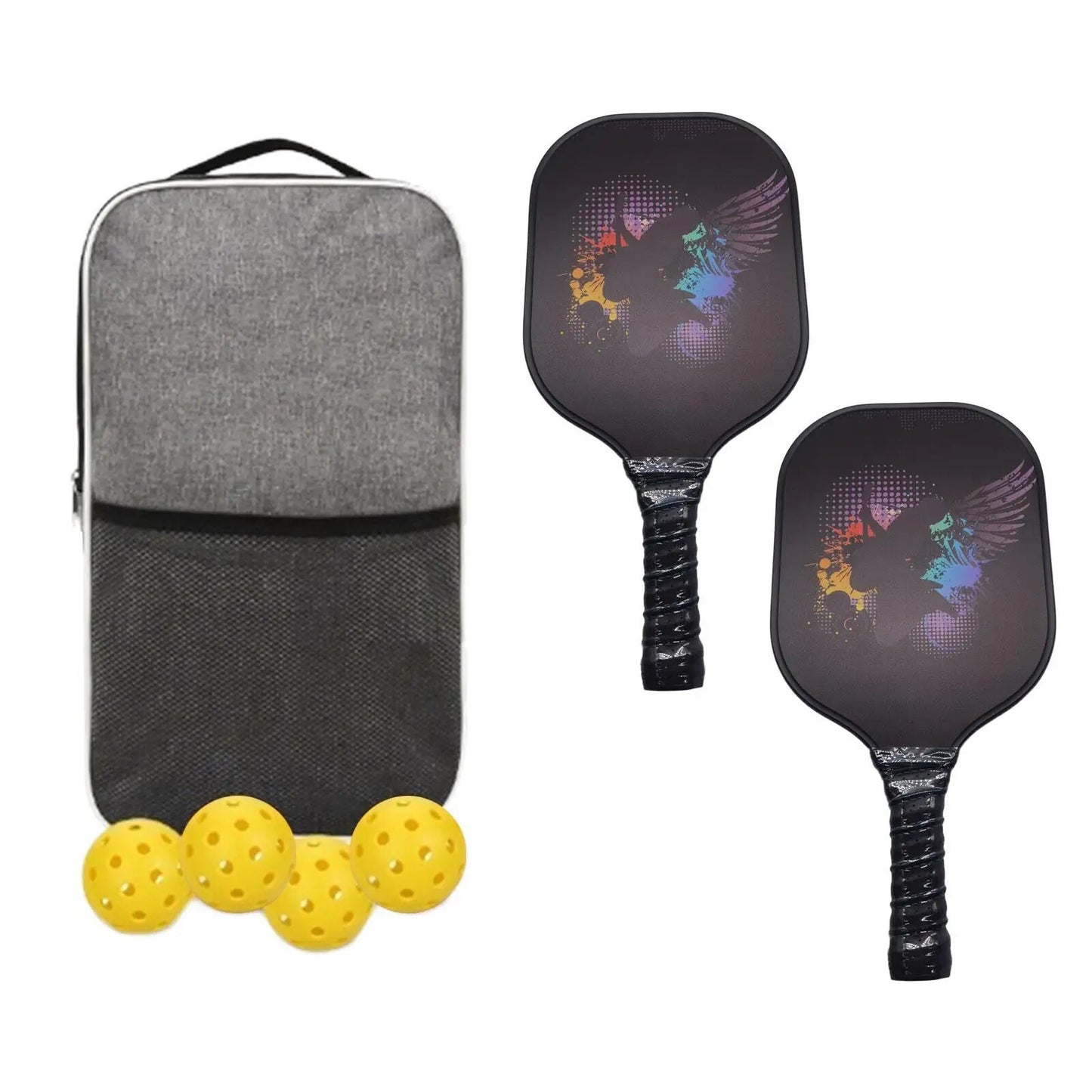 Pickleball Paddles with 2 Rackets 4 Balls, and Storage Bag Fiberglass Rackets Pickle Ball Paddle for Outdoor