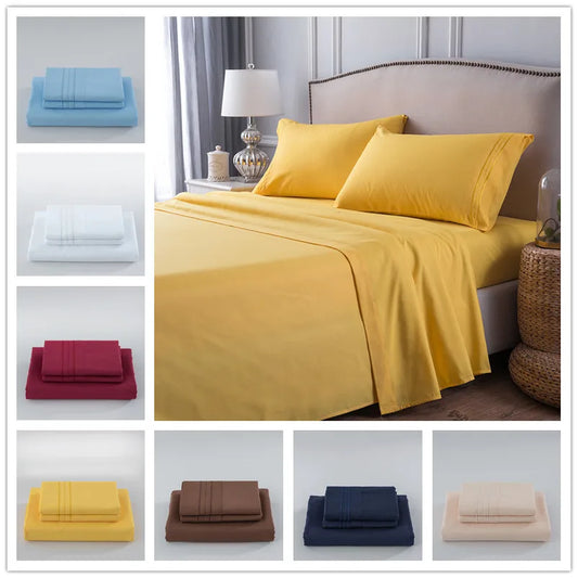 100% Superfine Fiber Pure Color Terylene Cotton Bedsheets 4-Piece Multi-Color Optional Bedding for A Wide Range of Bed Types