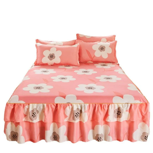 Bed Sheet Lace Skirt Elastic Fitted Double Bedspread with Pillowcases Mattress Cover Bedding Set Elastic  Bedsheet