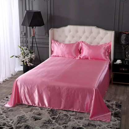 High-End Satin Rayon Bed Sheet Set Luxury Home Queen Size Bed Sheets Set Soft Smooth Bedsheets Satins Bedsheet and Pillowcase