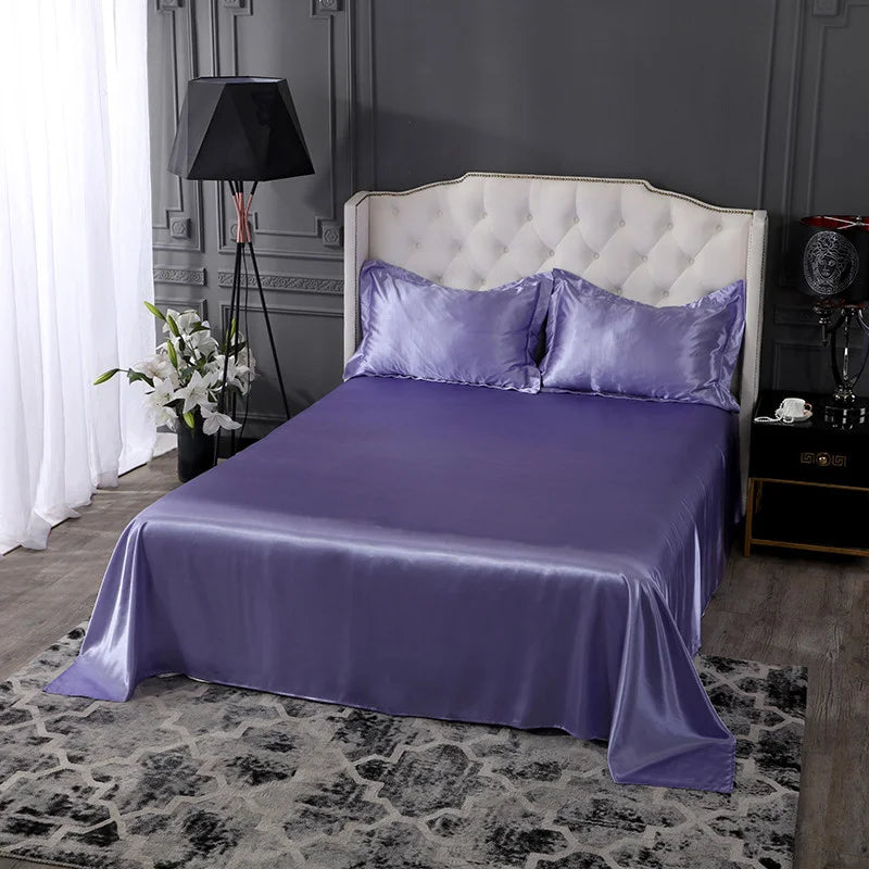 High-End Satin Rayon Bed Sheet Set Luxury Home Queen Size Bed Sheets Set Soft Smooth Bedsheets Satins Bedsheet and Pillowcase