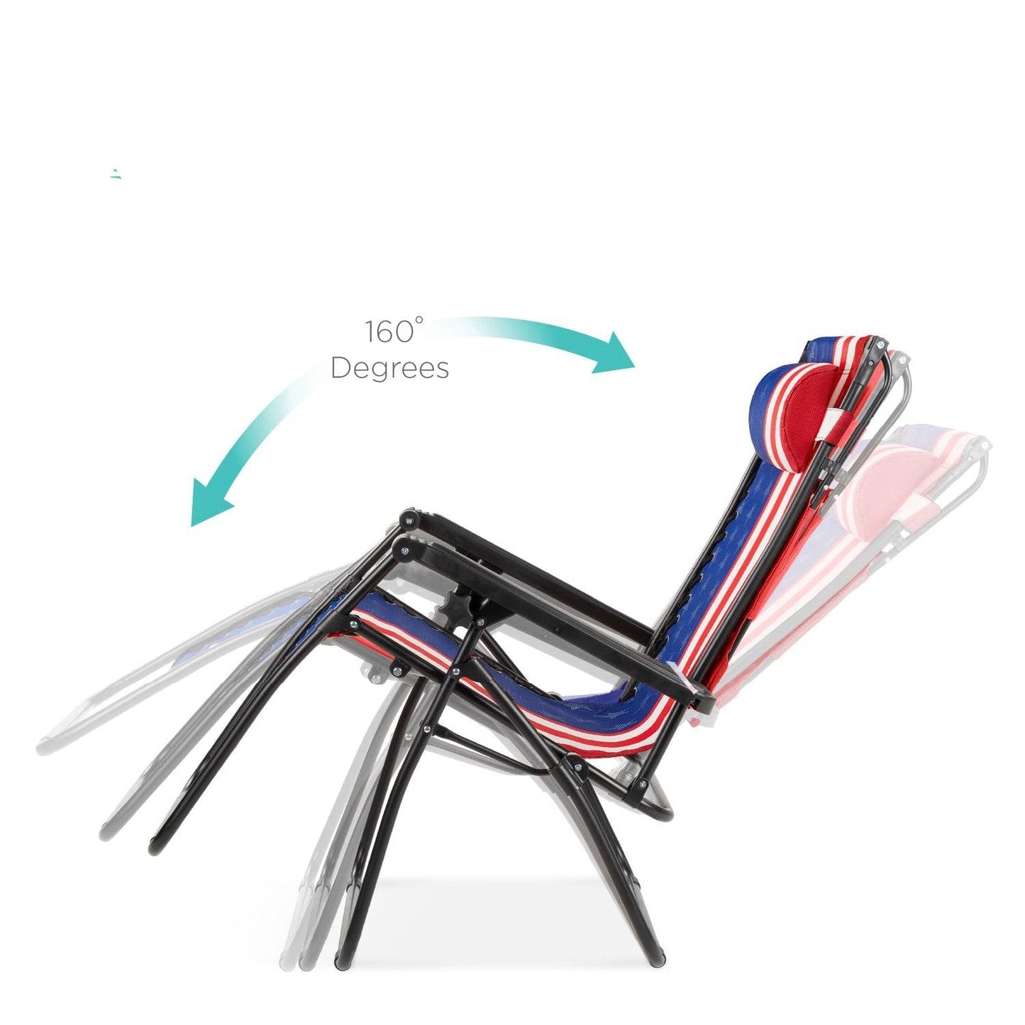 USA American Flag Zero Gravity Reclining Patio Lounge Chair with Canopy-1