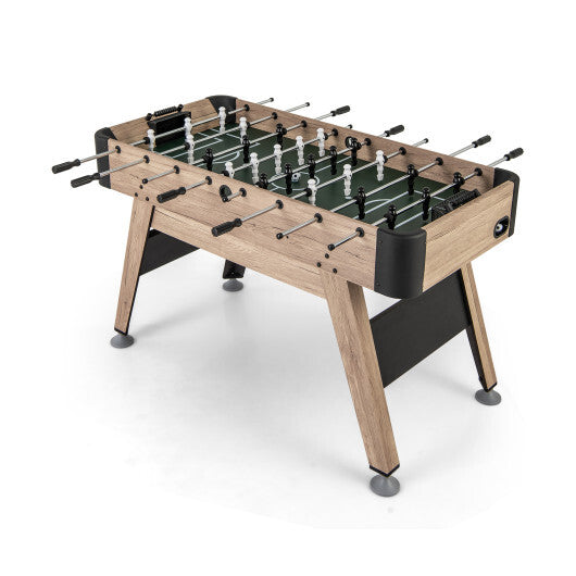 54 Inch Foosball Table Arcade Soccer Game Table with 2 Balls and 26 Players-Natural - Color: Natural