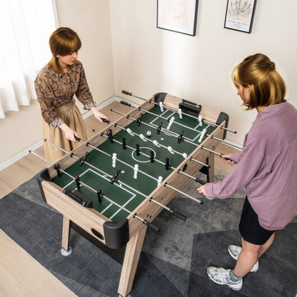 54 Inch Foosball Table Arcade Soccer Game Table with 2 Balls and 26 Players-Natural - Color: Natural