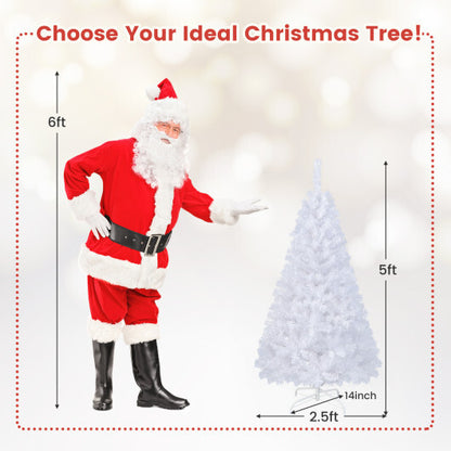 Costway 5Ft Artificial PVC Christmas Tree W/Stand Holiday Season Indoor Outdoor White