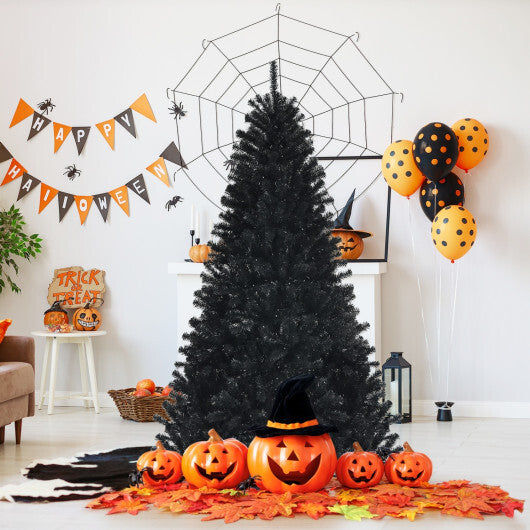 Costway Black Artificial Christmas Halloween Tree with Purple LED Lights-6 ft - Color: Black - Size: 6 ft
