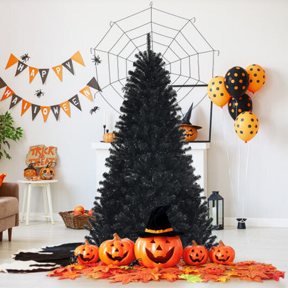 Costway Black Artificial Christmas Halloween Tree with Purple LED Lights-6 ft - Color: Black - Size: 6 ft