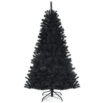 Costway Black Artificial Christmas Halloween Tree with Purple LED Lights-6 ft - Color: Black - Size: 6 ft