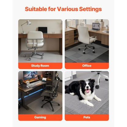Chair Mat, 60 x 46-inch Office Chair Mat for Low Pile Carpeted Floors, Clear Floor Protector Rug with Studded, Non-Slip & Easy to Clean, Smooth Glide Under Desk Rug for Home Office (Rectangular)