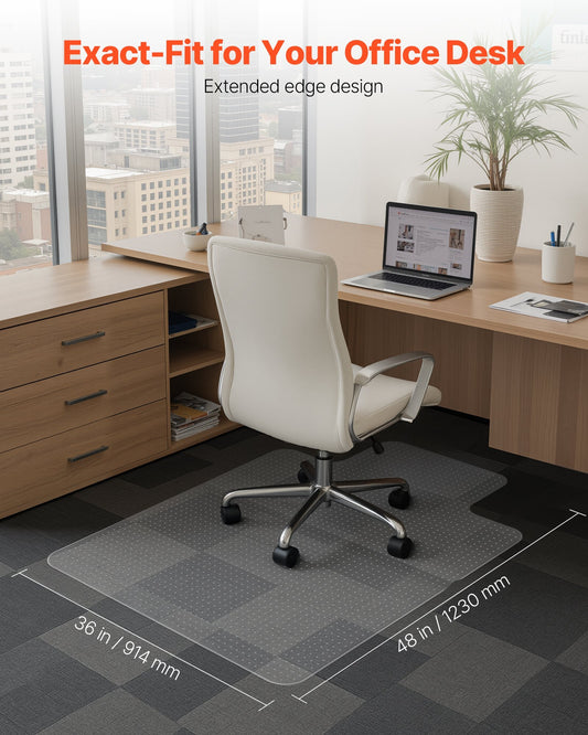 Chair Mat with Lip, 36 x 48-inch Office Chair Mat for Low Pile Carpeted Floors, Plastic Floor Protector Rug with Studded, Non-Slip & Easy to Clean, Smooth Glide Under Desk Rug for Home Office