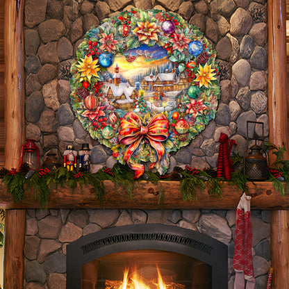 Christmas Wreath 36"-Inch Outdoor Indoor Decor Wooden Christmas Decoration by G. Debrekht - Christmas Decor - 8652802F-1