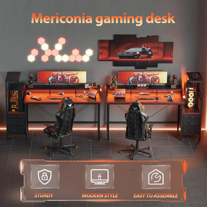 Multifunctional Gaming Desk With Integrated LED Lighting