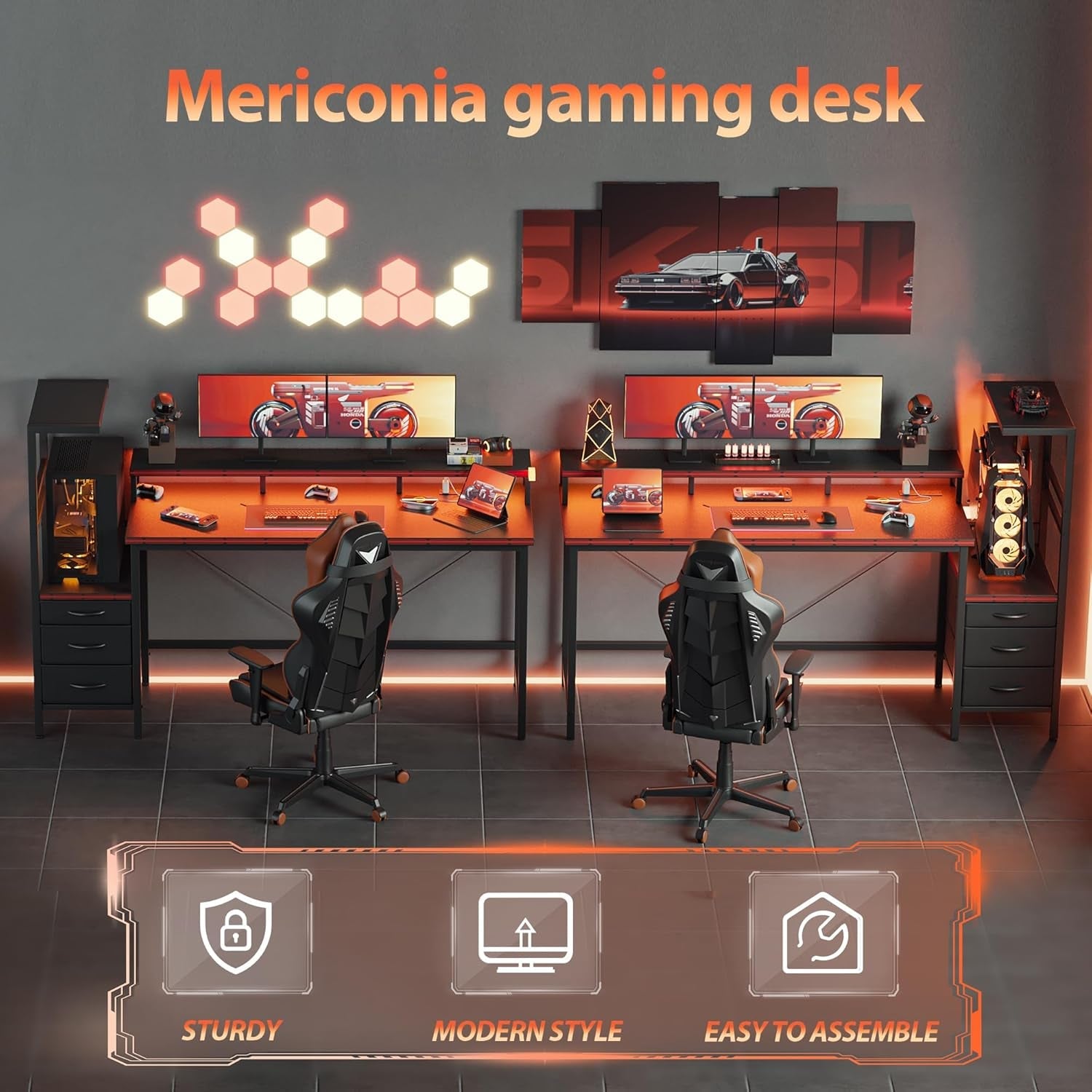 Multifunctional Gaming Desk With Integrated LED Lighting-2