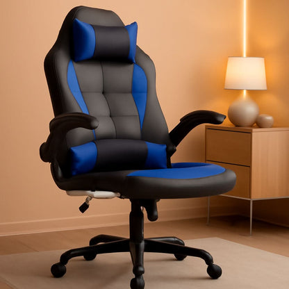 Blue PU Leather Ergonomic Gaming Chair With Lumbar Support-0