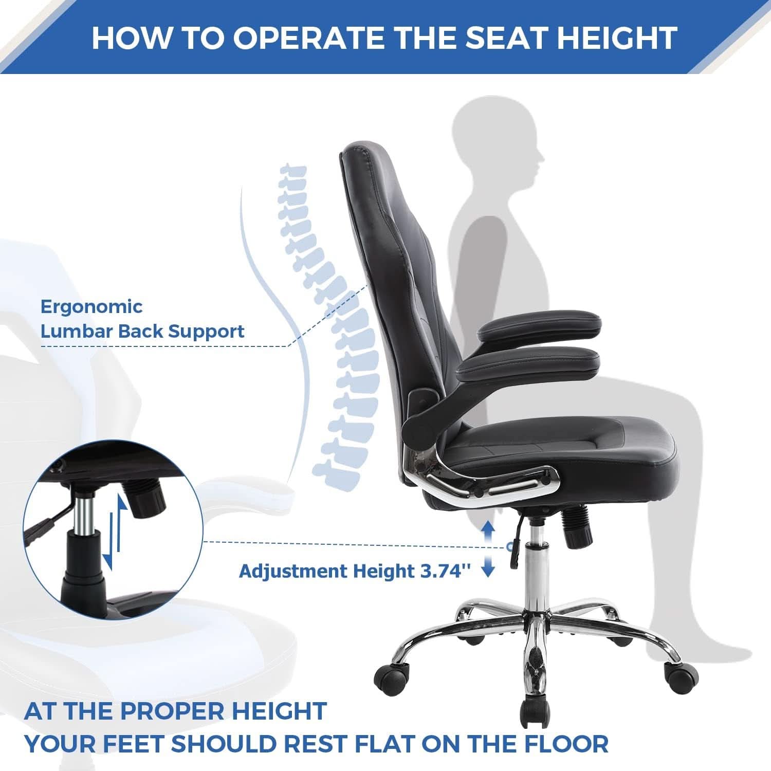 Ergonomic Gaming Chair With Height Adjustability Black-4