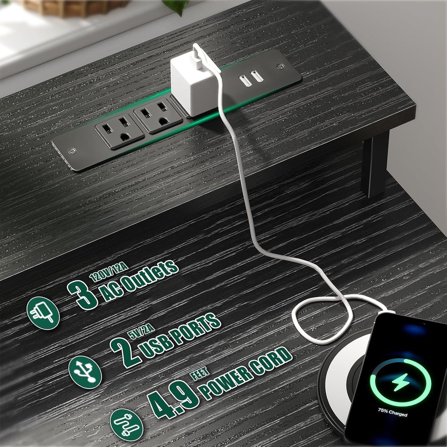 Forty Seven Inch Gaming Desk With RGB LED Illumination
