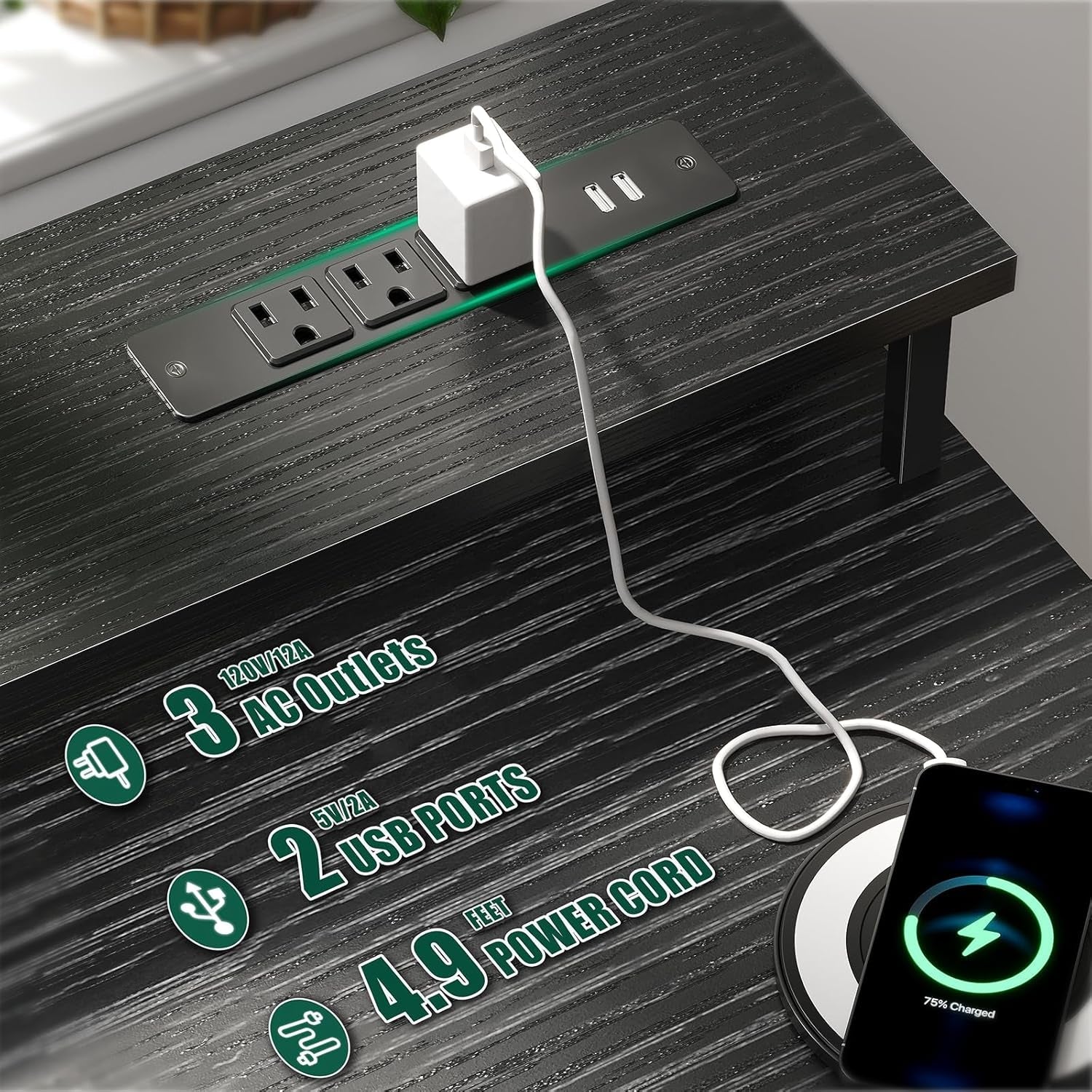 Forty Seven Inch Gaming Desk With RGB LED Illumination-3