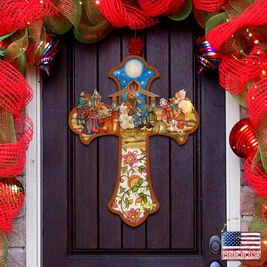 Nativity Cross Nativity Door Decor by G. DeBrekht - Nativity Holiday Decor - 8191164H-0