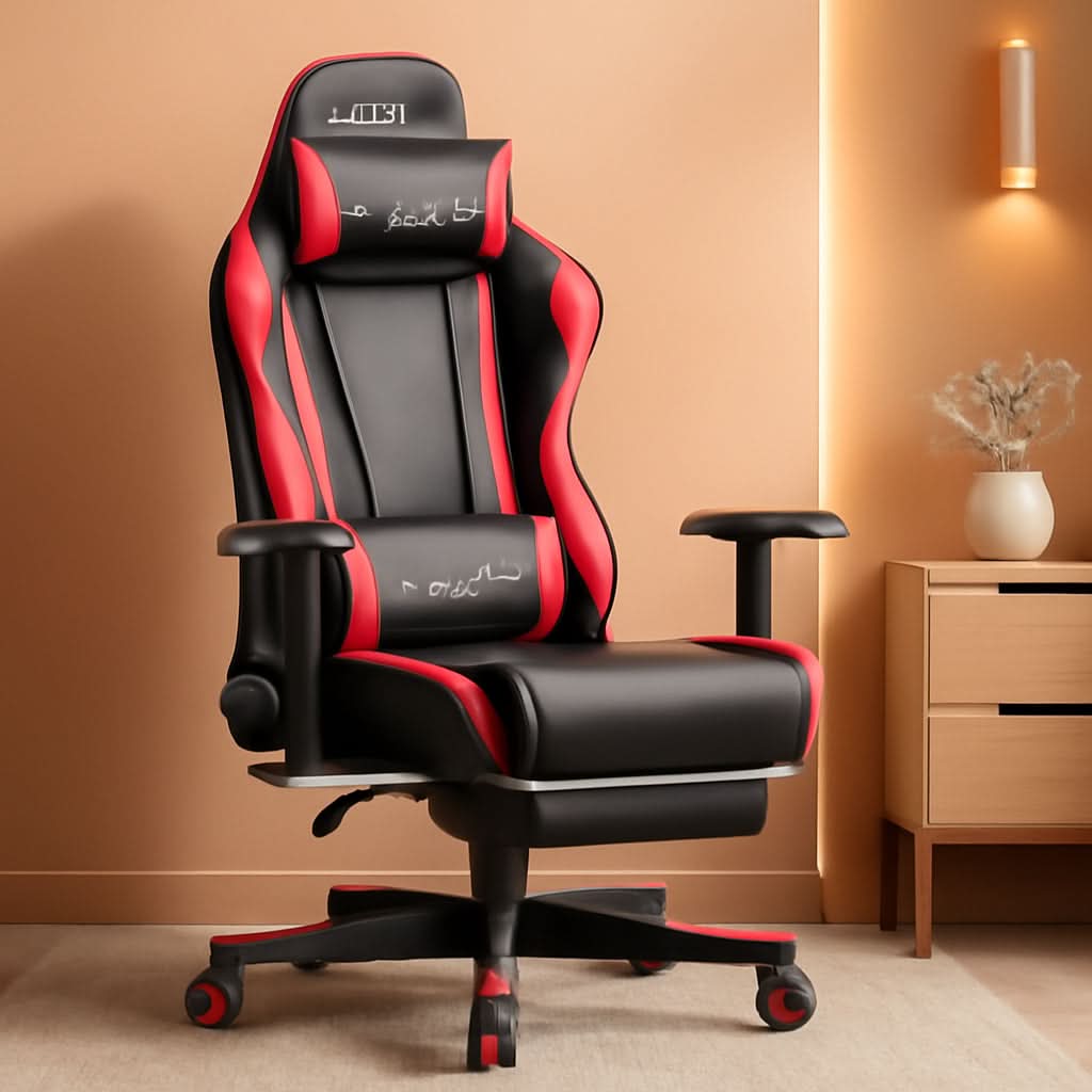 Brick Red Ergonomic Gaming Chair With Footrest And Reclining-0