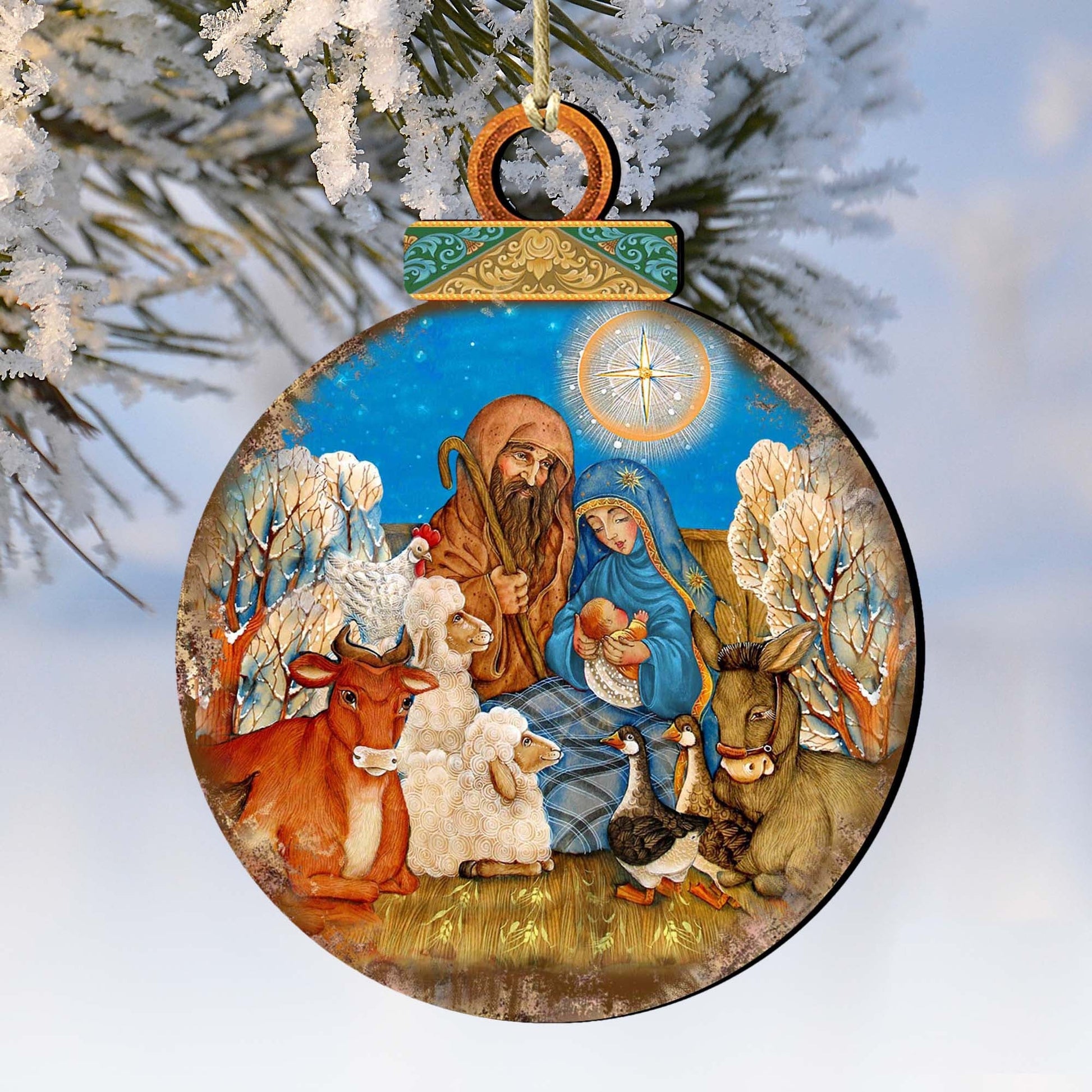 Nativity Ball Wooden Ornaments by Gelsinger - Nativity Holiday Decor - 8023852-0