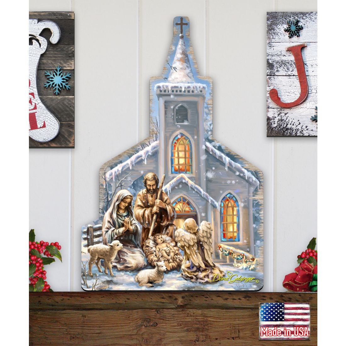 Nativity at the Chapel Nativity Door Decor by D. Gelsinger - Nativity Holiday Decor - 8121016H-1606-3